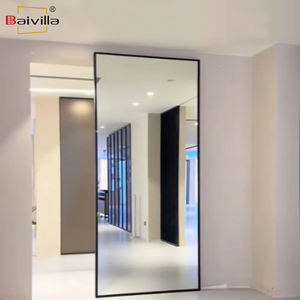 Nouveau design, système de porte coulissante invisible à rail caché, style grange, en aluminium et verre, avec finition miroir - Product Image 1