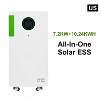Système de stockage d'énergie solaire tout-en-un pour la maison, onduleur 7,2 kW et batterie lithium LiFePO4 16 kWh, alimentation de secours MPPT