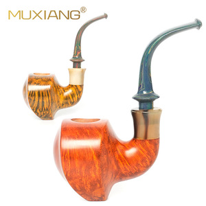 Muxiang Briar Wood Tobacco Pipe Bent Shape With Filter For Men Smoking Pipe - Product Image 1