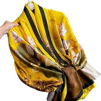 Selendang/Syal Hangzhou 2025 Lijin Satin Panjang Wanita, Gaya Manis Musim Semi, Motif Bunga, Multifungsi, Elegan, Serbaguna