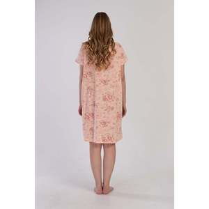 Camisón de Manga Corta para Mujer Ompah, Ropa de Dormir Clásica con Estampado Floral, Color Rosa Suave, Ompahodes - Product Image 2
