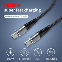 Cable USB C a USB C de 100W 3.1, Sincronización de Datos de 10Gbps, Carga Rápida PD de 5A, Trenzado de Nailon, Cobre Libre de Oxígeno, Carcasa de Aluminio para MacBook