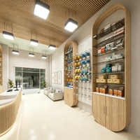 Vitrine murale personnalisée pour pharmacie avec éclairage LED - Étagères d'exposition médicales pour la décoration et la rénovation des magasins de détail