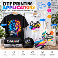 Encre DTF à base d'eau, pigmentée, couleurs vives et brillantes pour l'impression personnalisée sur t-shirts et vêtements, lot de 5, résistante au lavage, haute densité, service OEM