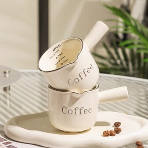 Tazas Medidoras de 3 oz con Doble Escala, Tazas Cortas para Espresso con Boquilla en <span class=keywords><strong>V</strong></span>, Accesorios de Cerámica para Espresso con Asa para Café y Leche - Product Image 5