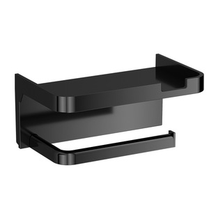 Wall Mounted Toilet <b>Paper</b> Holder With Phone Shelf No Drill Required Minimalist Design For Bathroom Use - Product Image 5