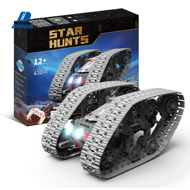 Double-sided Tracked Vehicle Rc Rock Crawler 4x4 Off Road 2.4Ghz Remote Control Programming STEM Blocks Car Kit 430PCS