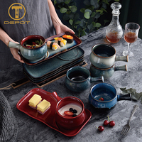 Grand saladier en céramique bleu avec poignée pour pâtes, nouilles, soupes, ramen, desserts et accompagnements – Idéal pour la maison, la cuisine et les restaurants
