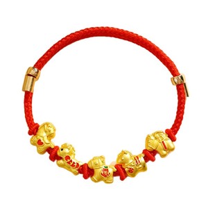 Braccialetto Etnico Intrecciato in Ferro Rosso YL 2026 Anno del Cavallo per Bambini e Coppie, <span class=keywords><strong>Design</strong></span> Zodiacale con Cinque Benedizioni, Regalo di Capodanno - Product Image 2