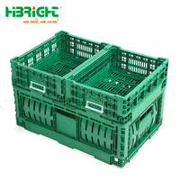 Caisse pliable en plastique HDPE robuste et ventilée pour fruits et légumes, empilable