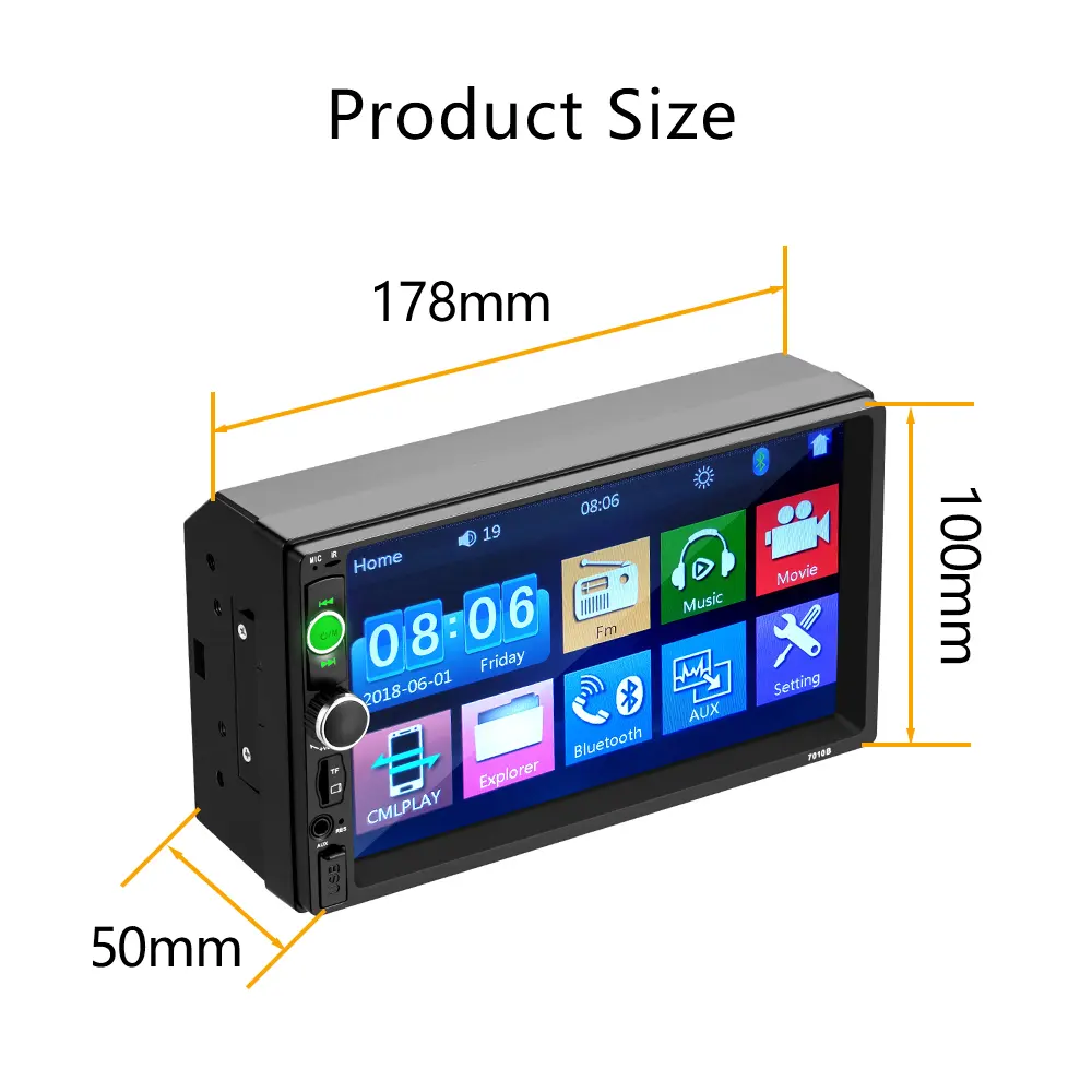 Reproductor multimedia estéreo para coche, dispositivo con pantalla táctil HD, doble Din, TAV-61, USB, MP5, MP3 y Mirror Link