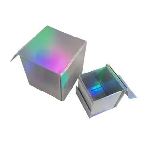 Kexin – boîte cadeau personnalisée iridescent, boîte holographique aimantée, boîtes d'emballage de vêtements durables pour chapeau