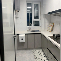 Meubles de cuisine en bois avec rangements intégrés et design créatif, ensemble d'armoires en bois à assembler soi-même pour la maison
