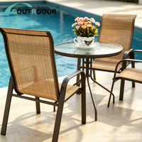 Ensemble de table de jardin moderne pliable et imperméable en aluminium et maille textile pour hôtel, hôpital, école, villa, usage extérieur