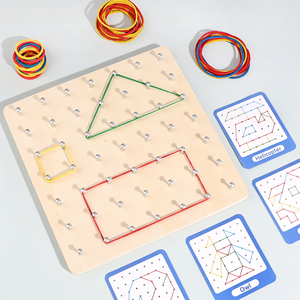 Tableau à clous <span class=keywords><strong>Montessori</strong></span> en bois 2-en-1 pour enfants, puzzle de géométrie et de mathématiques, jouet éducatif précoce - Product Image 5