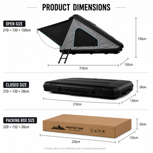 Tente de toit de voiture en ABS rigide triangulaire, toile en coton poly 280g, imperméable 3000mm, tente de <span class=keywords><strong>camping</strong></span> tout-terrain pour SUV - Product Image 3
