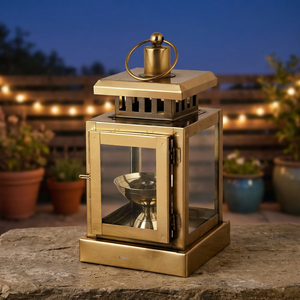 Vintage Durable Lantern with Hanging Ring, Wall Hanging Lantern Candle <b>Lamp</b>, Antique Design iron Holder for Home and Cafe Decor - Product Image 2