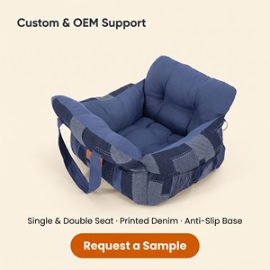 Siège rehausseur pour chien en jean avec crochet de sécurité, base antidérapante et poignées de transport, en tissu denim pour chats et chiens de petite et moyenne taille - Product Image 6