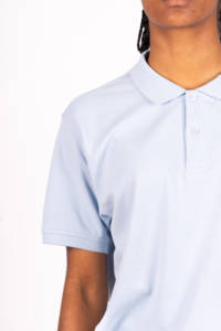 Oltex Trading Top Quality 100% Organic Cotton 220 Grams Knit Medium Fit Chambray <b>Blue</b> Short Sleeve Banff <b>Polo</b> <b>Shirt</b> - Product Image 5