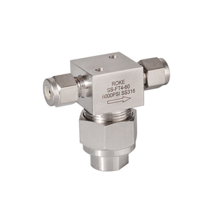 Raccords de tuyauterie en acier inoxydable de <span class=keywords><strong>type</strong></span> T forgé à <span class=keywords><strong>double</strong></span> ferrule de 1/4 pouce, 15 microns, particules frittées ROKE - Product Image 1
