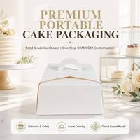 Boîte à gâteau personnalisée avec poignée, emballage alimentaire de qualité supérieure, boîte cadeau portable en papier pour pâtisserie et desserts