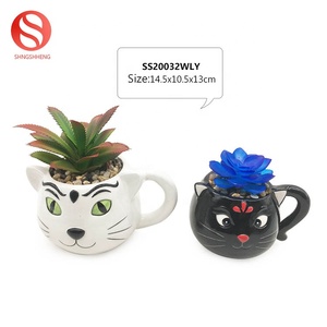 All'ingrosso hanno naso rosso bella forma felina vasi di <span class=keywords><strong>fiori</strong></span> <span class=keywords><strong>in</strong></span> ceramica con manico di Halloween vasi di <span class=keywords><strong>fiori</strong></span> decorazione - Product Image 2