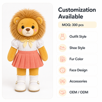 Peluche Lion Debout de 40 cm avec Tenue et Chaussures Personnalisables, Jouet en Peluche Personnalisé OEM ODM pour la Vente en Gros