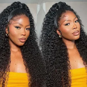 Wholesale Glueless Cuticle Aligned Lace Frontal Wigs 100% Human Hair Pre Plucked Water Wave Wig Human Hair 360 Lace Wig