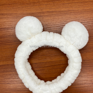 Serre-tête mignon en forme d'oreilles d'ours pour femmes, idéal pour le lavage du visage et l'application de masques, antidérapant, en flanelle et polaire corail, accessoire capillaire, lot en gros - Product Image 3