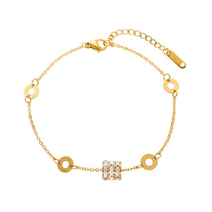 Gold Color Diamond Inlaid Small Waist <b>Chain</b> Link <b>Titanium</b> Steel Bracelet Women's Non-Fading Luxury Internet Popular Jewelry Cold - Product Image 5