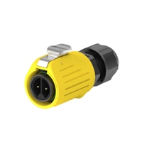 Connecteur d'alimentation industriel étanche EW-LP16, 2/3/4/5 broches, femelle, montage sur panneau, 10A, avec verrouillage de câble, boîtier jaune