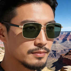 Gafas de sol polarizadas con montura cuadrada Ks-3989 para hombre, protección UV400, montura de plástico y metal, lentes TAC, color negro - Product Image 1