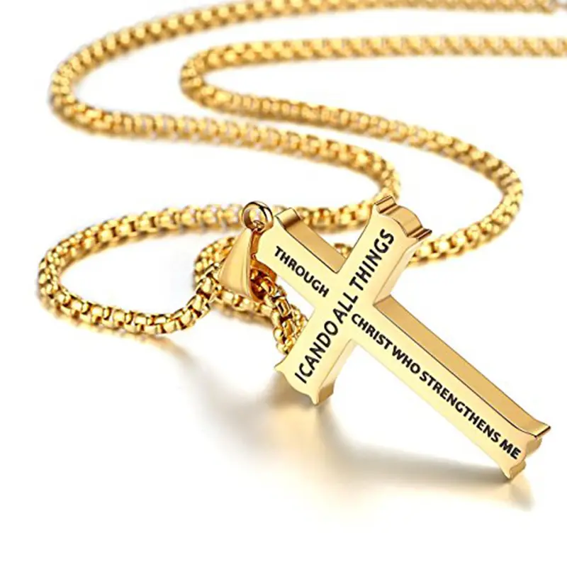 new mens fashion jewelry I CAN DO ALL THINGS PHILIPPIANS 4:13 cross pendant religion christian jewelry