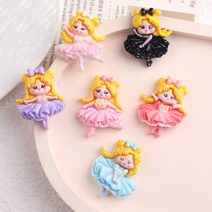 Bambole Kawaii fatte a mano in resina di argilla per fiocchi per capelli su misura Mini principessa di argilla per fiocchi Cabochon - Product Image 5