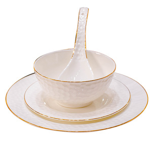Vajilla Moderna de Porcelana Fina Jingdezhen Blanca <span class=keywords><strong>Pura</strong></span> de Alta Gama con Incrustaciones Doradas, Apta para Microondas - Product Image 5