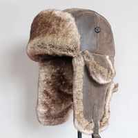 Sombrero Ushanka de estilo invernal para hombre, sombrero Lenin de piel de conejo con orejeras a prueba de viento, estilo Retro DE LA URSS