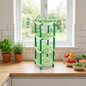 Modern Standing Type 4 Tier Plastic <b>Corner</b> Storage <b>Shelf</b> Organizer PP Space Saving Rack for Kitchen Bathroom Sundries - Product Image 2