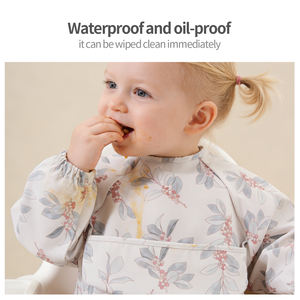 Baberos de Alimentación para Bebés y Niños Pequeños, Lavables e Impermeables, de PU, con Estampado, Mangas Largas, Diseño Plegable, en Oferta - Product Image 3