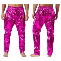 Pantalon long métallisé élégant pour hommes, sarouel léger de couleur unie pour les spectacles de danse contemporaine sur scène, les carnavals