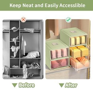 Caja de almacenamiento apilable para ropa interior, estilo de colocación y colgante, plástico blanco y verde en 18 rejillas para sujetadores, calcetines, bufandas, corbatas, cinturón - Product Image 4