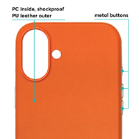 Pour iPhone 16 Plus PU cuir PC Anti jaune étui de téléphone portable antichoc
