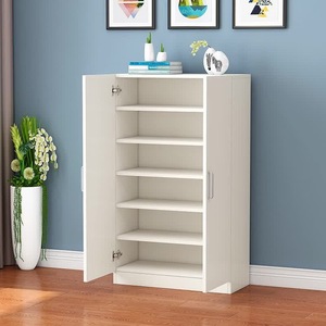 Scarpiera di Lusso Nordica con Ante Aperte in Legno dal Design Ventilato per Archiviazione Domestica Premium per Soggiorno - Product Image 5