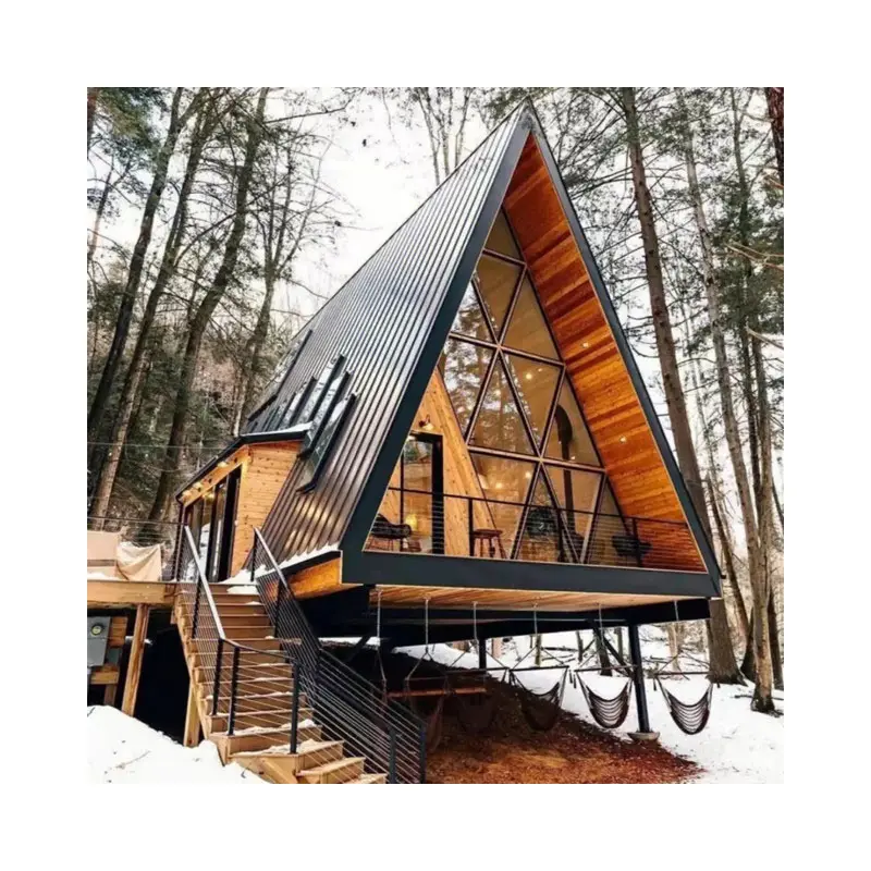 Сборный каркасный треугольный дом, солнечный свет и стеклянный дом