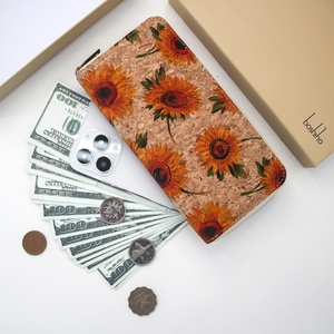 For Boshiho Women's Vegan Cork Leather Clutch <b>Wallet</b> PU Leather Short Slim RFID Card Holder Open Closure Type <b>Lady</b> Style Purse - Product Image 5