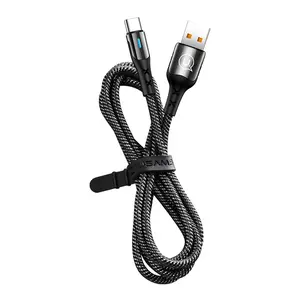 USAMS Nylon Braided USB Type C LED 5A Super Fast Charging USB Data Cable for Android