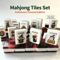 Jeu de tuiles de Mahjong américain à motif Halloween unique, 160 pièces, tuiles de Mahjong en acrylique de luxe, tuile Joker personnalisée imprimée pour cadeau
