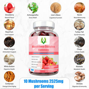 OEM Private Label Mushroom Complex Gummies Natural Strawberry Flavor Sugar-Free Supports Immune System with Sodium - Product Image 4