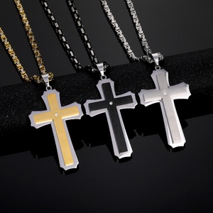Usine de bijoux religieux uniques, fabrication sur mesure OEM, pendentif en acier inoxydable 316 pour homme, croix de Jésus-Christ en métal - Product Image 3