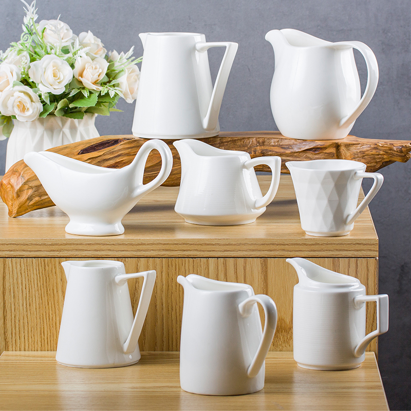 Classic White Porcelain Creamer Jar Milk Creamer Jug Gravy Boat Small Ceramic Creamer Pitcher Serving For Sauce Salad Coffee Tea