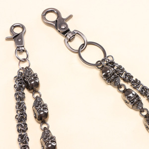 European Style <b>Skull</b> Waist Chain Double Layer Punk Hip Hop Men's Chain Tibetan Silver Black Skeleton Design Nightclub Fashion - Product Image 4